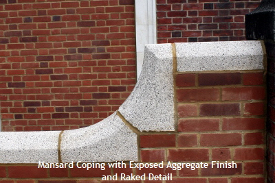 Exposed Aggregate Mansard Coping with Raked Detail